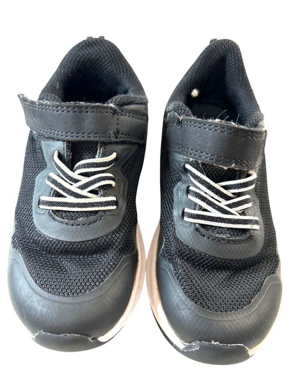 Toddler Girls Sneakers Hook n Latch Black/White Size 9